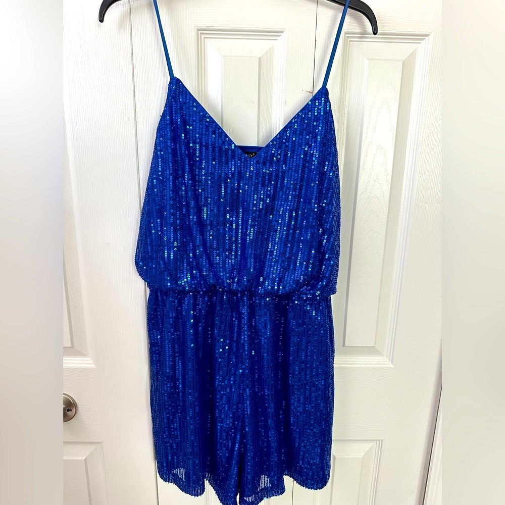 Blue Sequin, Double Crazy Romper, Size L